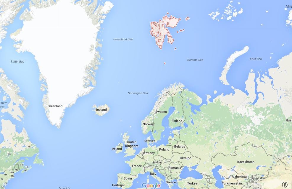 spitsbergen ნორვეგია რუკა