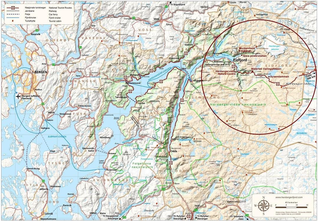 hardangerfjord ნორვეგია რუკა
