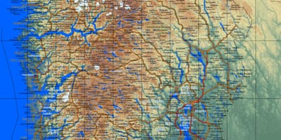 დეტალური რუკა სამხრეთ ნორვეგიაში