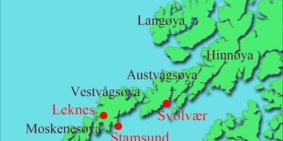 Lofoten კუნძულები ნორვეგია რუკა