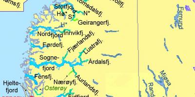 რუკა ნორვეგია აჩვენებს fjords